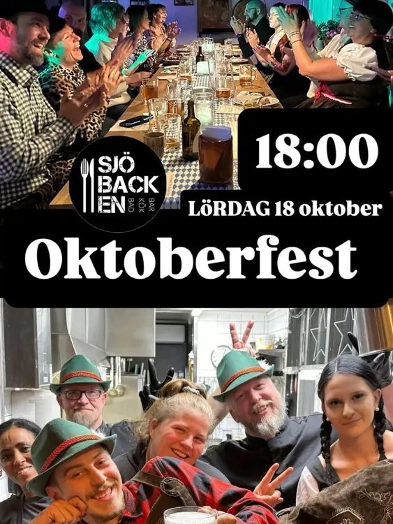 AI-genererad bild med glada människor som firar oktoberfest